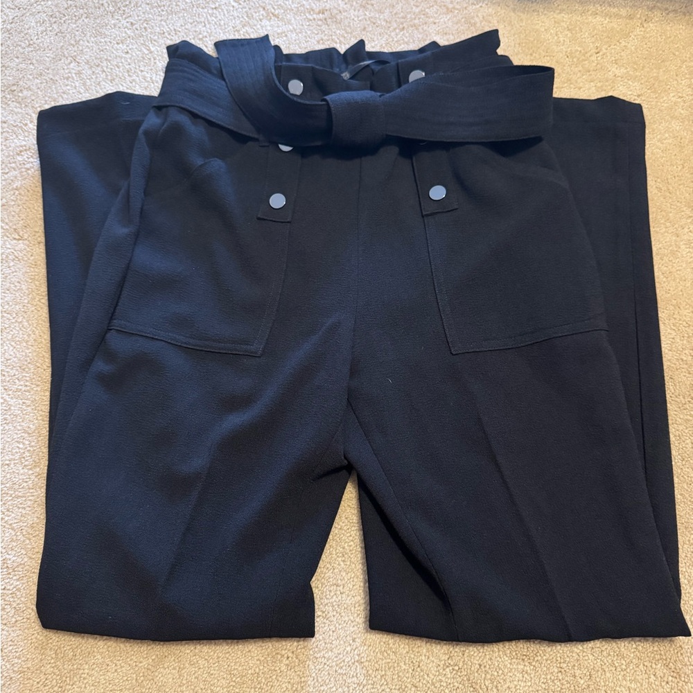 Bar III Womens Black Dress Pants with Belt